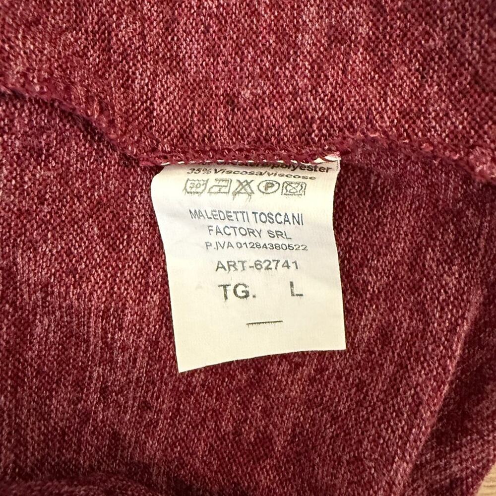 Historica Leonardo da Vinci Maroon White Faux Layer Henley Long Sleeve Shirt L - Picture 3 of 10